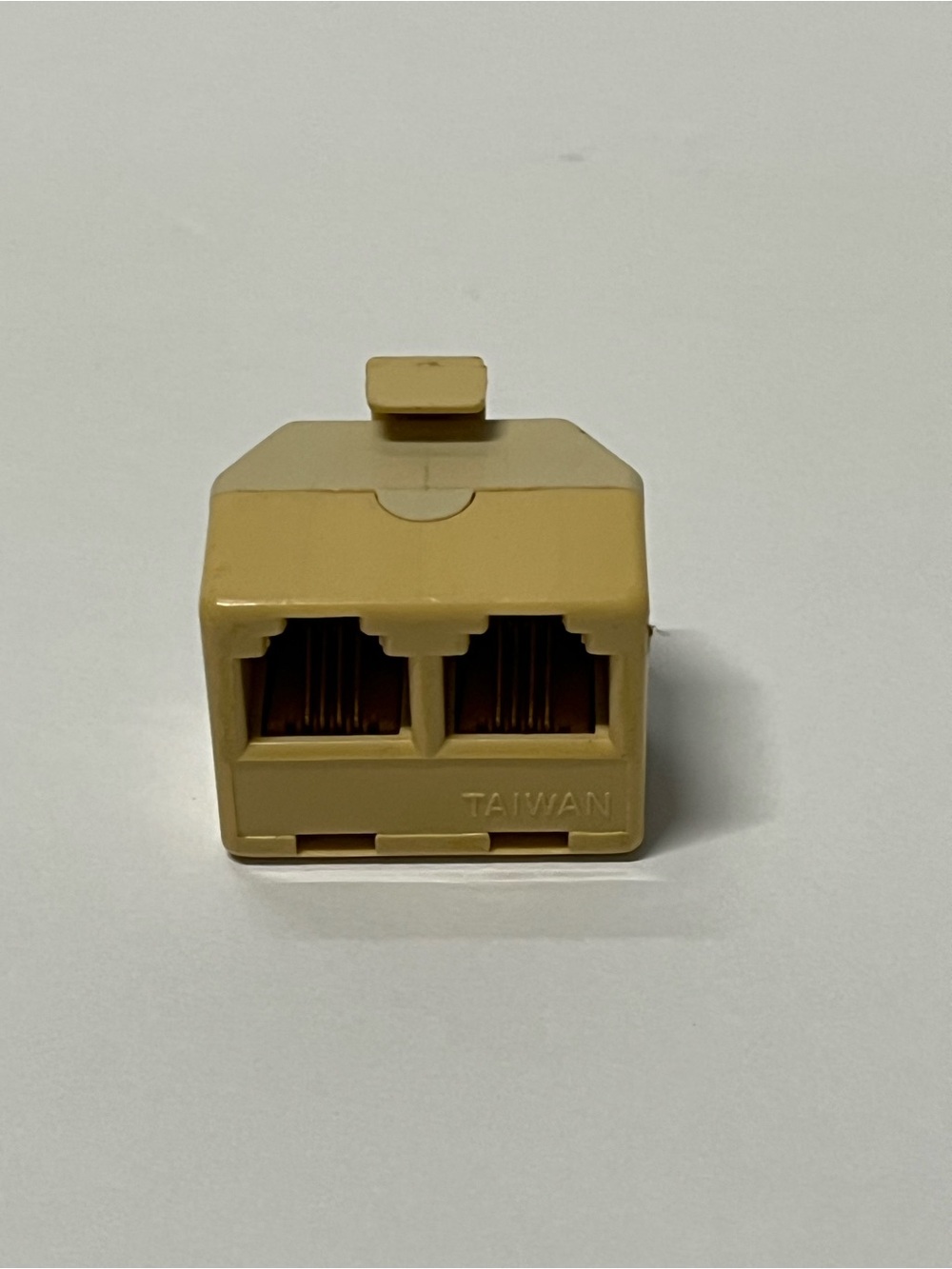 Beige Dual RJ11 Telephone Line Splitter Adapter
